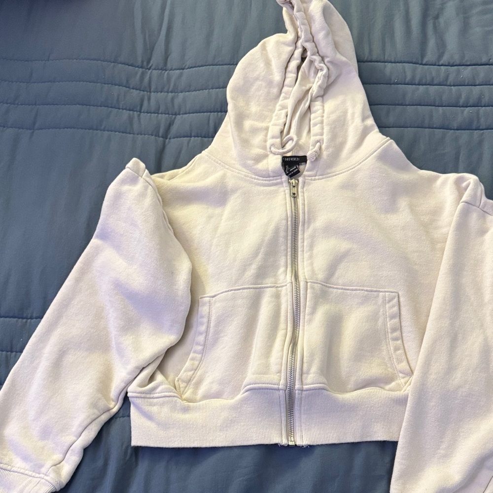 Forever 21 Kids White Hoodie Jacket